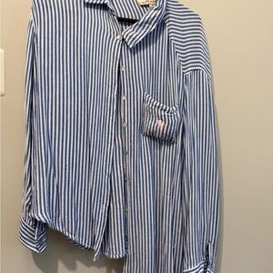 Blue and White Striped Cover Up